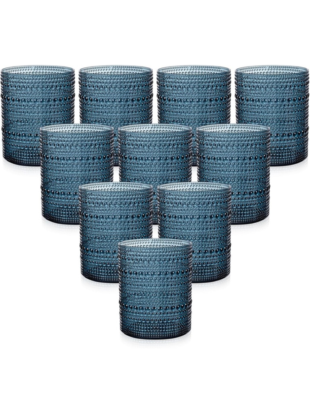 Blue Beaded Tumbler Glasses-Set of 10